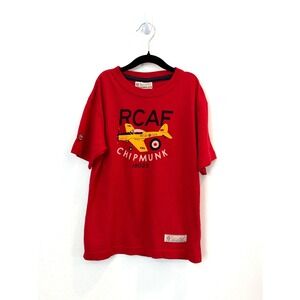 Red Canoe RCAF Chipmunk Youth Boys T-Shirt Red Graphic Tee Size L Made in Canada